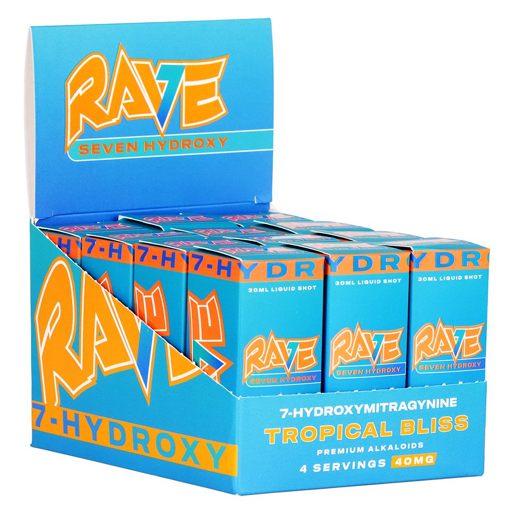Rave 7-Hydroxymitragynine Shots | 2oz | 40mg | 12ct Display