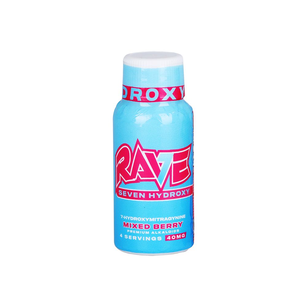 Rave 7-Hydroxymitragynine Shots | 2oz | 40mg | 12ct Display