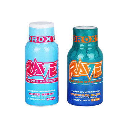 Rave 7-Hydroxymitragynine Shots | 2oz | 40mg | 12ct Display