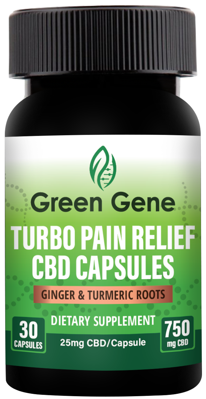 Turbo Pain Relief CBD Capsules W/ Ginger & Turmeric Roots (750MG-1500MG)