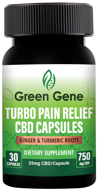 Turbo Pain Relief CBD Capsules W/ Ginger & Turmeric Roots (750MG-1500MG)