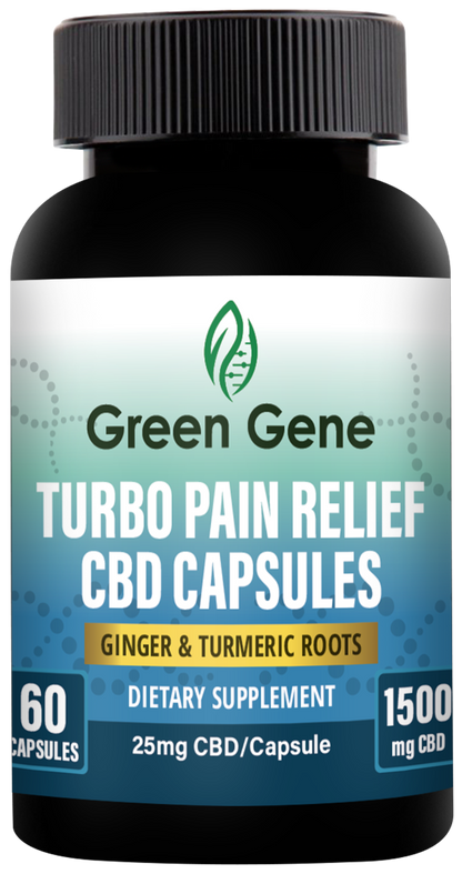 Turbo Pain Relief CBD Capsules W/ Ginger & Turmeric Roots (750MG-1500MG)