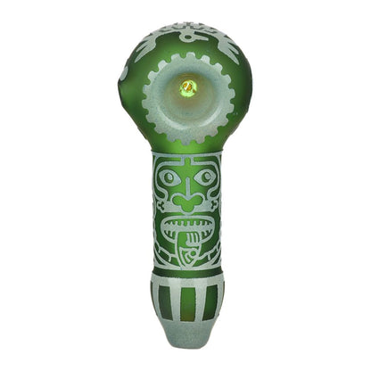 Milkyway Maya Face Sandblasted Glass Spoon Pipe | 4.5"