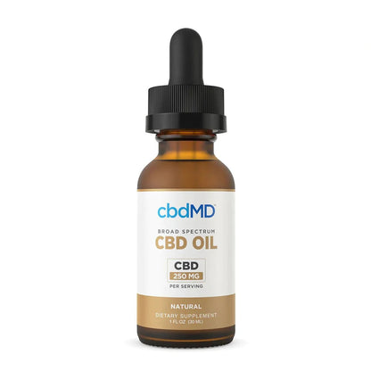 cbdMD Broad Spectrum CBD Oil Drops - Natural Flavor (750MG - 7500MG)