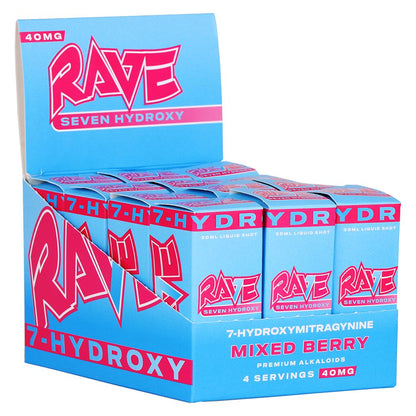 Rave 7-Hydroxymitragynine Shots | 2oz | 40mg | 12ct Display