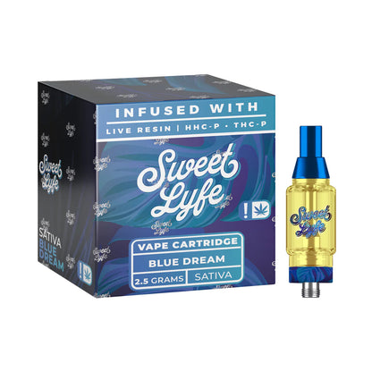 Sweet Lyfe 2.5ml Vape Cartridges Infused with Live Resin HHC-P+THC-P - Blue Dream - Sativa
