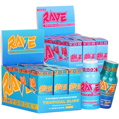 Rave 7-Hydroxymitragynine Shots | 2oz | 40mg | 12ct Display