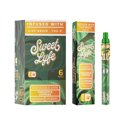 Sweet Lyfe Vape Pen 2.5ml w Live Resin Delta 8 + THCP - Pineapple Express - Hybrid