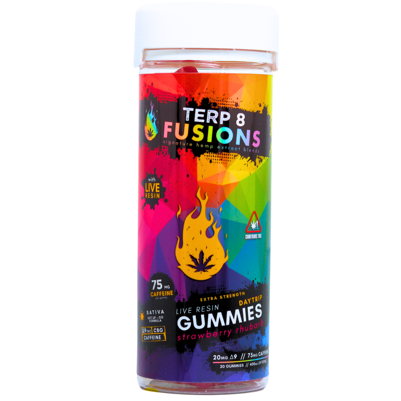 [D9 THC + Caffeine + CBG] DAYTRIP Live Resin Gummies - Strawberry Rhubarb [20ct] | Terp 8