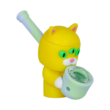 Three-Eyed Cat Secret Stash Silicone Hand Pipe - 4"