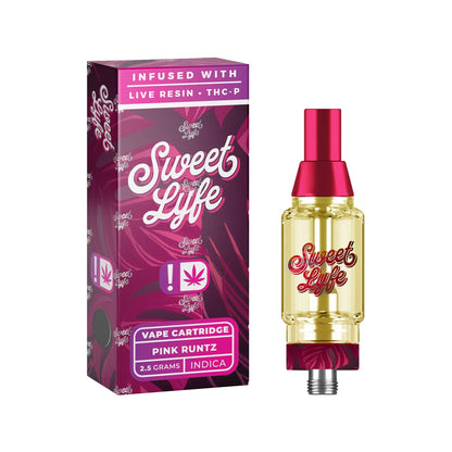 Sweet Lyfe Vape Cartridges 2.5ml w Live Resin Delta + THCP - Pink Runtz - Indica